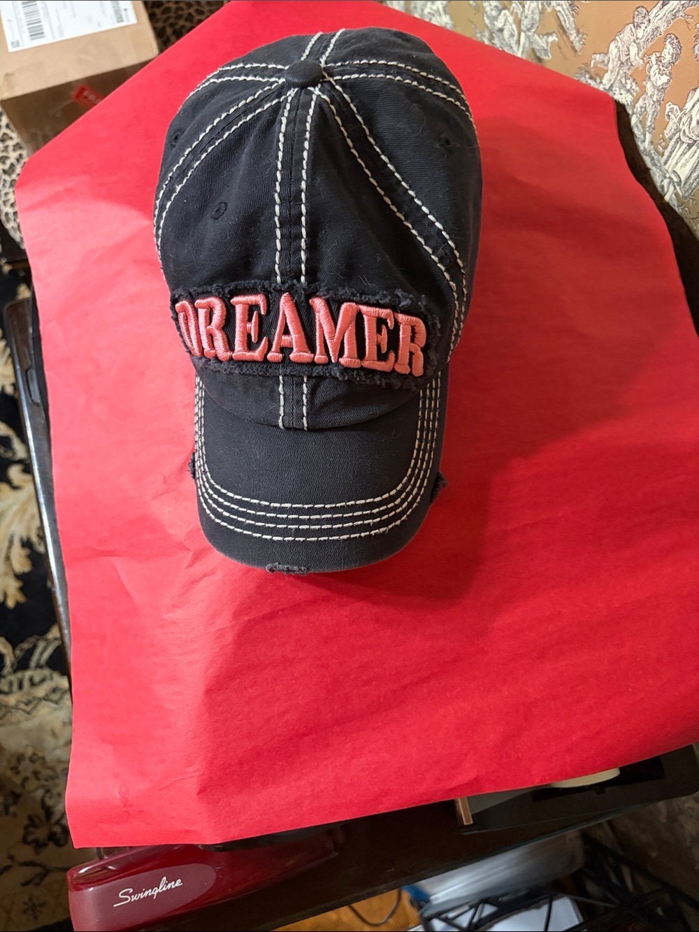 Black Baseball Cap with Pink 'DREAM' Embroidery - Picture 14 of 15